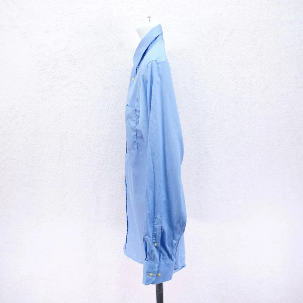 Banana Republic Blue -Large 16-16.5- Collared Dress Shirt Twill Striped Non‎ Iro